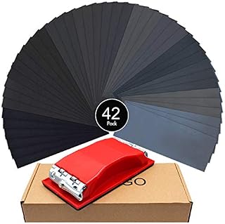 WELLGO Sanding Block With 42 pcs Sandpapers Wet Dry 120 to 3000 Assorted
