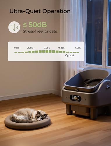 Automatic Litter Box, Smart Self Cleaning Cat Litter Box Anti-Pinch, 10 Safety Sensors, Large Cat Litter Boxs for Multiple Cats, 5G & 2.4G WiFi, 6" LED Display, Odor Control Robot, Grey — view 5