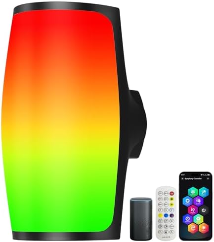 Aplique LED Exterior Inteligente WiFi RGBWW – Control App/voz, 24W (2400 lm), IP65 Impermeable, 2700–6500K Dimmable, 500 Escenas, Temporizador