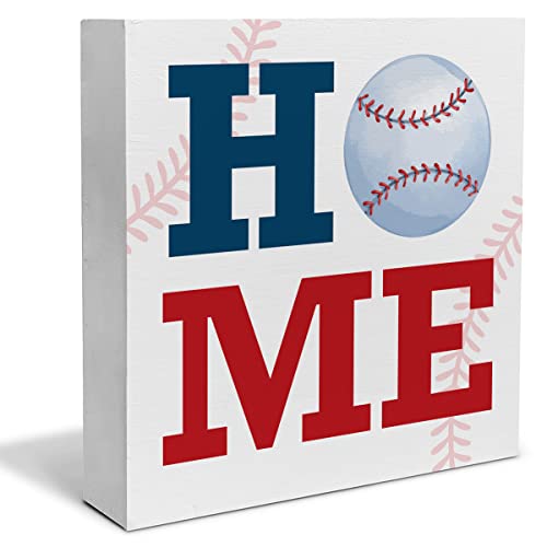 Baseball Home Decorative Wooden Box Sign Baseball Sports Themed Wood Block Plaque Decor Table Shelf Or Wall Display #TOP2