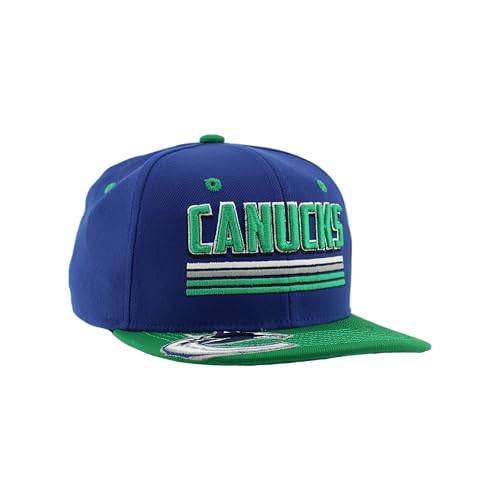 ZHATS Vancouver Canucks NHL Officially Licensed Youth Adjustable Snapback Hat Flat Bill Z11 Pitch Team Color