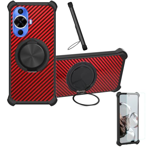 Case Compatible for Huawei Nova 11i Phone Case Cover [with 1* Tempered Glass Screen Protector] Hybrid Case[360°Ring Support, Magnetic] CX-28-HEI