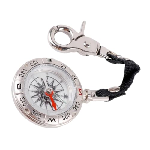 Brújula de bolsillo ligera retro con cuerda para camping miniatura 1