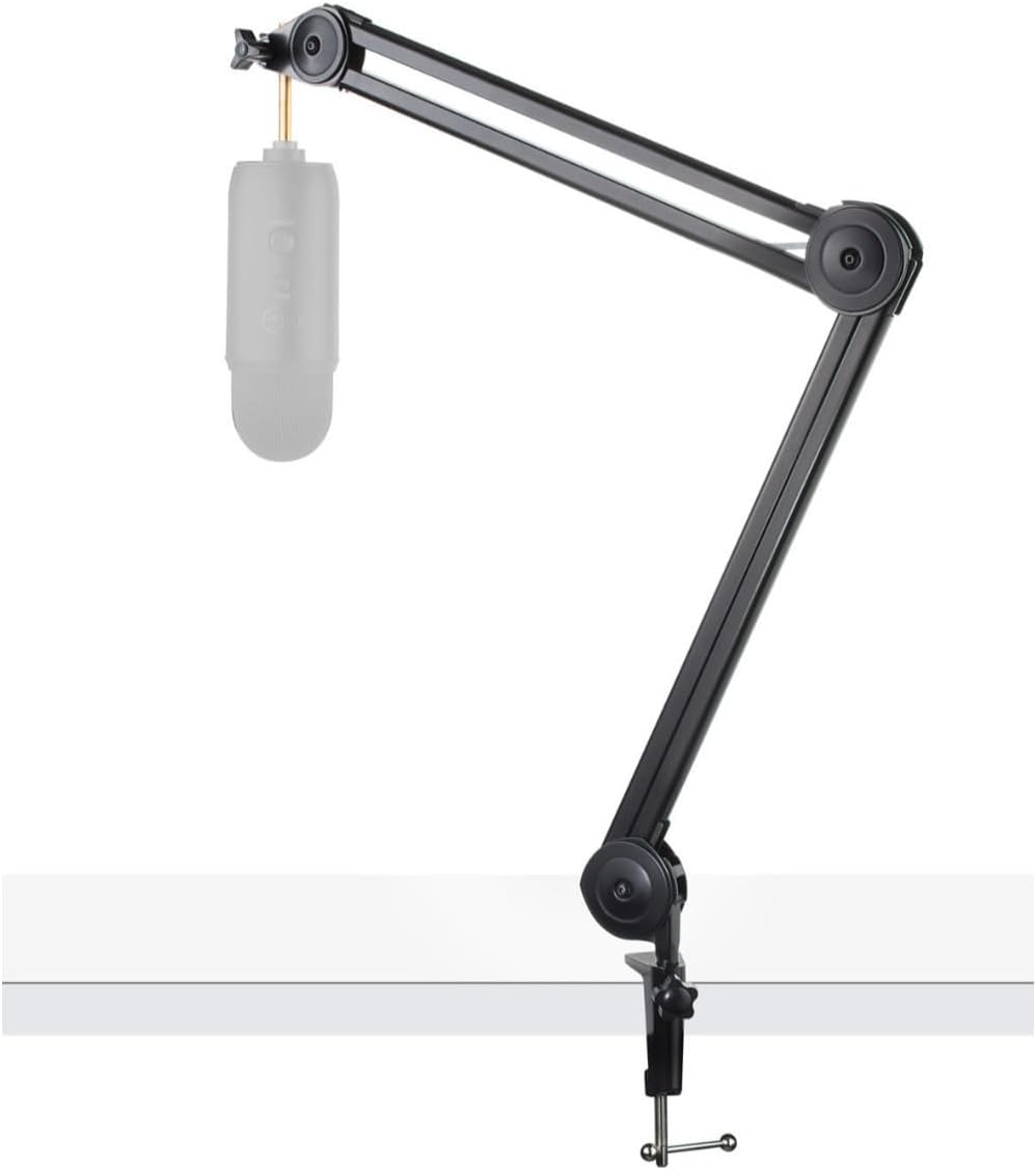 Knox Gear Professional Microphone Stand for Yeti and Snowball Microphones (Black, Steel, Basic/Functional, 5/8-inch Thread, Up to 5 lbs, 30-inch Arm)