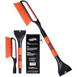 TivsiVer 2-in-1 Detachable Ice Scraper for Car Windshield, 27 Inch Sturdy Car Snow Brush with Comfortable Foam Grip, Scratch-Free Snow Scraper for Cars, Truck, SUVs