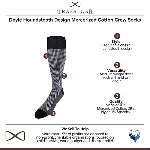 Trafalgar Men's Doyle Houndstooth Design Mercerized Cotton Mid-Calf Socks2