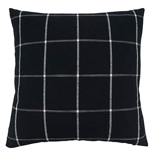 SARO LIFESTYLE Hester Collection Large Plaid Pillow Cover, 20", Black by SARO LIFESTYLE - Used condition - US$12.49
