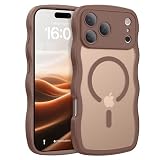 BENTOBEN Magnetic for iPhone 17 Pro Case, Cute Wavy Full Camera Protection [Compatible with MagSafe] Matte Anti-Slip Bumper Women Girls Boys Protective Cover for 17 Pro 6.3', Desert Titanium