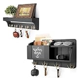 Rebee Vision Key Holder for Wall Set : 14" Arc Key Rack with 5 Hooks & 16" Mail Organizer with Chalk