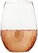 Fitz and Floyd Daphne Stemless Wine Glass Set of 4 - Elegant Lead-free Matching Drinkware For Everyday Or Entertaining - Stylish Modern Glasses - Gift For Wedding, Birthday, 20 oz, Copper - 229532-ST