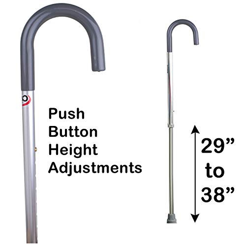Carex Cane For Men - Men's Round Handle Silver Cane - Adjustable Walking Cane For Men #TOP3