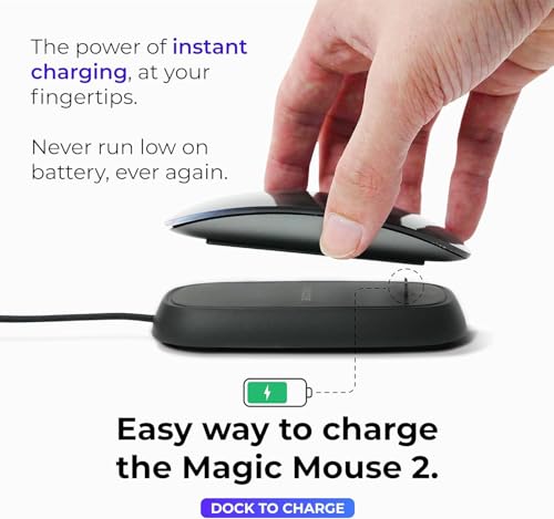 Image of Ascrono - Charging Station Compatible with Apple Magic Mouse 2 - Black - Perfect Accessories | Usable As Charging Dock, Stand & Charger | Includes 5ft (1.5m) USB-A Cable | Lightning Connector