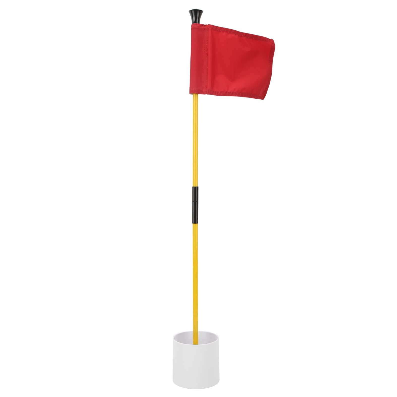 Ensemble de drapeaux pour trous de golf, tige de drapeau portable détachable en 2 sections pour mini green de putting, entraînement dans la cour avec trou de drainage et drapeau en (Rouge)