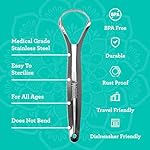 GuruNanda Tongue Scraper for Adults (2 Pack) with Travel Case, 420 Medical-Grade 100% Stainless Steel Tongue Cleaner, Aids in Fresh Breath & Oral Care - Image 4