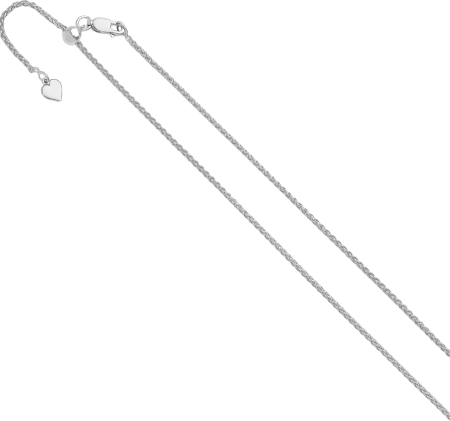 IceCarats 925 Sterling Silver 1.6mm Thin Adjustable Spiga Wheat Chain Necklace Polished