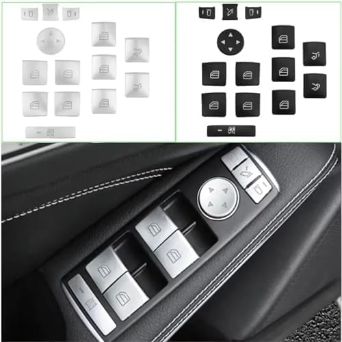 Car Air Conditioning Dash Button Sticker for Benz Classe B 2012 2013 2014 2015 2016,Radio Dash Buttons Decal Replacement Stickers Auto Interior Accessories,B-Silver