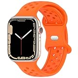 Geageaus Bracelet Compatible avec Apple Watch 38mm 40mm 41mm 42mm 44mm 45mm 49mm,Bracelet de Rechange en Silicone Pour iWatch SE,Sport+,Nike,Series 8 7 6 5 4 3 2 1 (42mm/44mm/45mm/49mm,Orange)