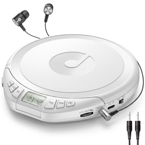 Image of Gueray CD Player Portable with Earphones, CD Discman AUX Cable for Car Home