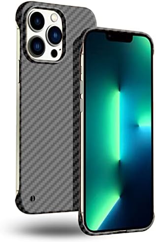 GRECAZO Ultra-Thin Frosted Soft Touch Skin Borderless Carbon Fiber Bump Texture Case for iPhone 13 Pro Max Phone Case 6.7"(2021) Slim Minimalist Lightweight Frameless Matte Hard Cover Case-Black