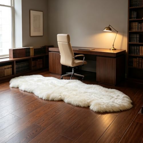 RZLWOOL Sheepskin Rug 2x6 ft Luxury Home Decor
