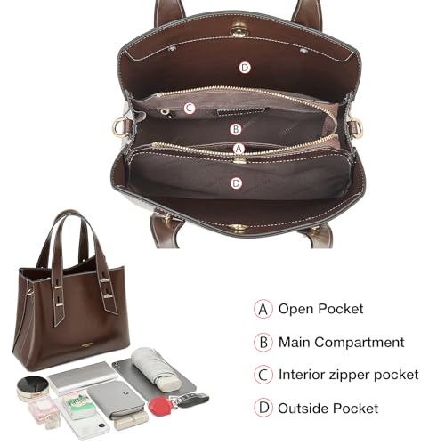 Image of LAORENTOU Women Crossbody Handbags Genuine Leather Satchel Handbags for Women Top-handle Shoulder Tote Purses