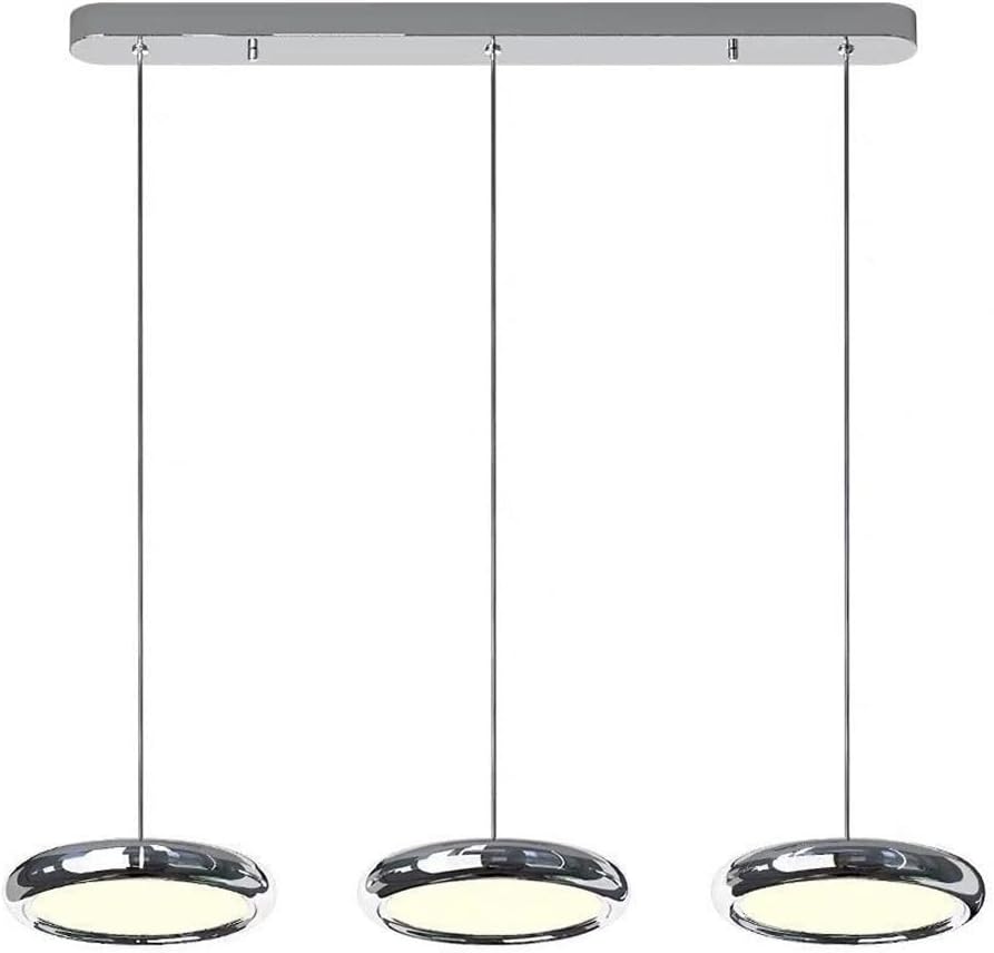 Postmodern LED Pendant Lighting Fixture Chrome Metal Kitchen Island Lamp, N Chaner Ceiling Lamps Dining Room Lighting Fixture, Bar Table Cafe Suspended Lamps