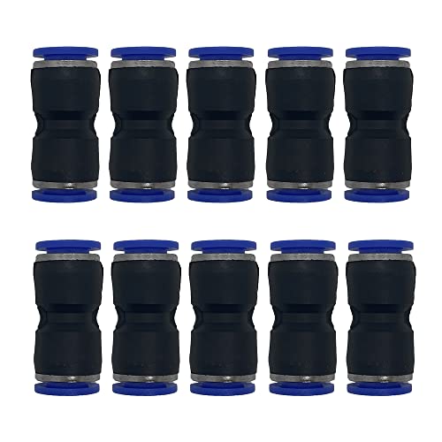 zjxed 10mm OD x 10mm OD Pneumatic quick Connector Push to Connect fittings Straight pneumatic push to connect fitting (Pack of 10)
