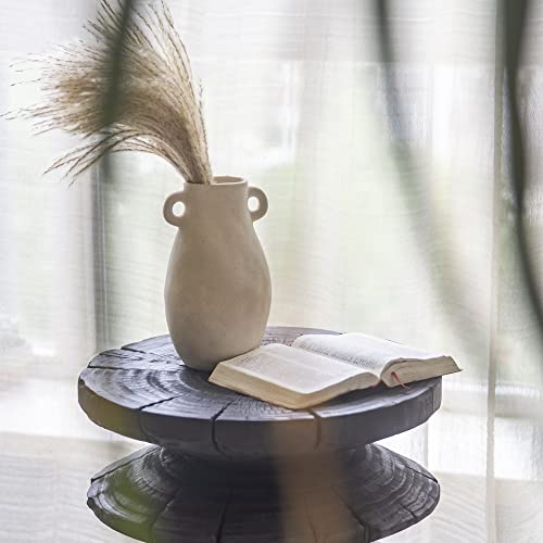 Blossome Ceramic White Vase, Neutral Tone Greek Pottery For Home, Shelf And Side Table Décor, Rustic And Vintage Gift- 8” #TOP5