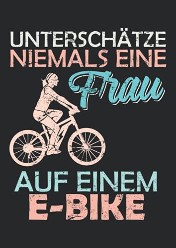 Notizbuch A4 liniert mit Softcover Design: E-Bike Geschenk Frau auf e-Bike...