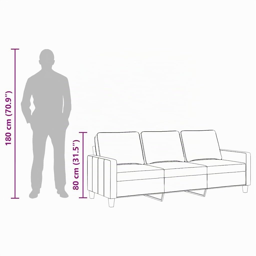 vidaXL Divano a 3 Posti Grigio Chiaro 180 cm in Tessuto