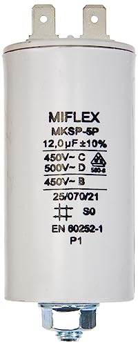 Miflex - Condensador de Arranque de Motor, Capacidad 12µF, tensión 450 V, Dimensiones 35 x 65 mm,...