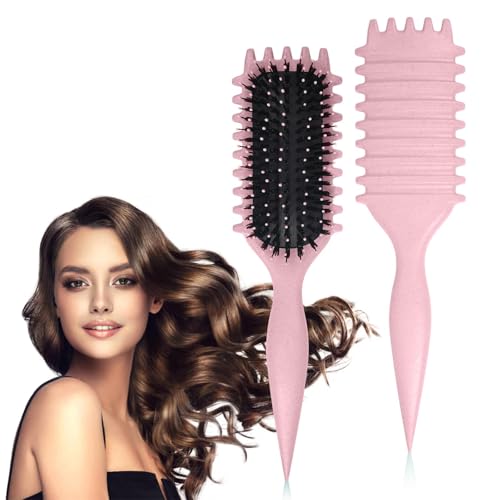MOMENT Curl Define Styling Brush -Premium Curly Hair Brush Wet & Dry Detangler Essential Tool for Shaping & Perfecting Your Curls Pink