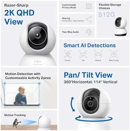 TP-LINK TC72 New Pan/Tilt AI Home Security Wi-Fi Camera 1