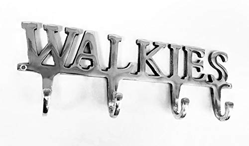 Rack avec 4 crochets pour laisse de chien - Inscription "Walkies" - Aluminium, couleur chromée Cover