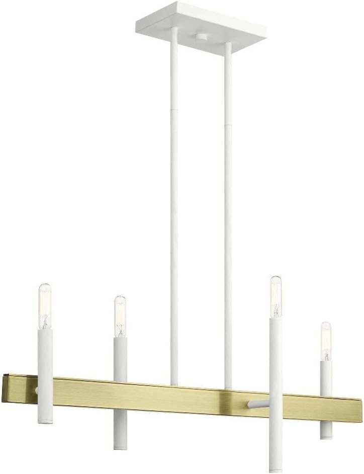 Livex Lighting 49334-91 4 Light Brushed Nickel Linear Chandelier