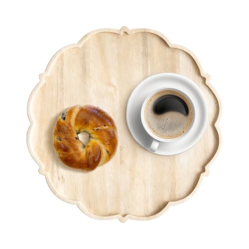 Plateau de service en bois en forme de fleur pour petit déjeuner et café - 2