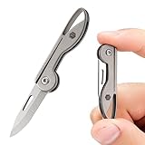 KeyUnity ミニナイフ 折りたたみ KK05 キーリング付き フォールディングナイフ チタン 刃の長さ34mm 多機能 切れ味良い アウトドアナイフ 小型 軽量 キーホルダーに装着 キャンプ アウトドア 登山 釣り 防災用