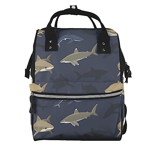 Sac à dos à couches requin pour ordinateur portable idéal pour sorties en famille et travail