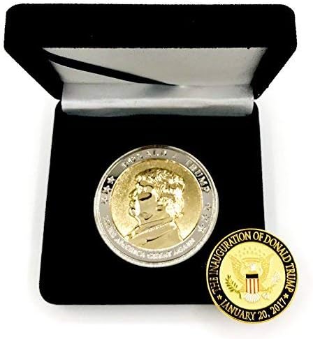 Trump Coin, 58th Presidential Inauguration of Donald J. Trump Tribute Challenge Coin & Inauguration Lapel Pin by AIIZ Collectibles,Shiny 24K Gold & 925 Silver Plating, packaged in Black Velvet Case