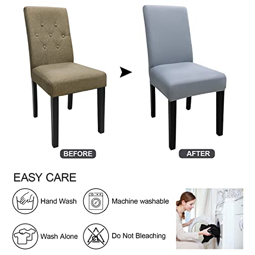 Keyroal Dining Room Chair Covers Set Of 8, Stretch Solid Color Parsons Chair Slipcovers Spandex Removable Washable Kitchen Chair Protector Cover For Dining Room, Hotel, Ceremony(Light Grey) #TOP7