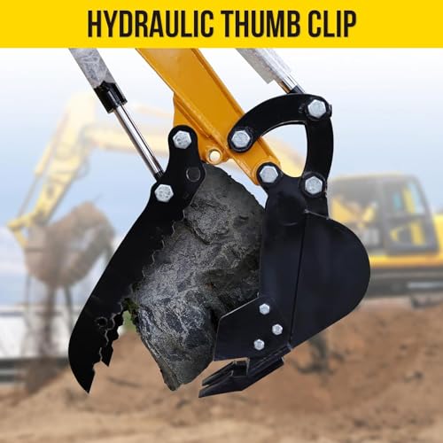 Tnfeeon Hydrauliczny Zacisk na Kciuk, Przyłącze Hydrauliczne do Minikoparki ze Stali Mn z 2 Wężami M14 do Wszechstronnego Transportu Materiałów na Placach Budowy