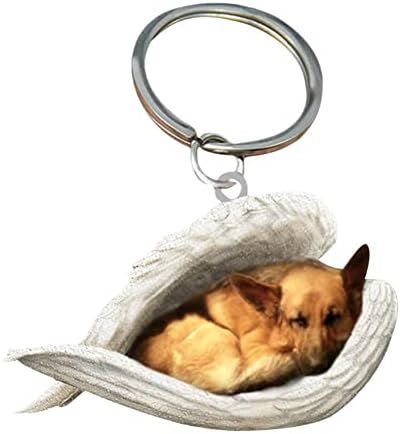 Cute Angel Sleeping Dog Acrylic Keychain Showcase Hanging Keychain Pendants Ornaments Auto Home Decor Stationery Gifts