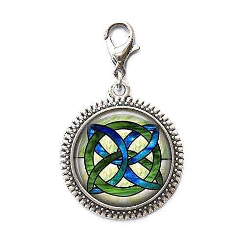 Charming Zipper Pull,Beautiful Zipper Pull，CELTIC WEDDING Jewelry - Stained Glass Green and Blues Celtic Knot - Celtic Knot Zipper Pull - Irish Jewellery - Celtic Bridal Jewelry-w115