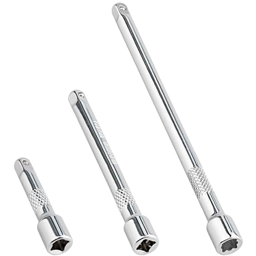 YOUKOOL 1/4 Inch Drive Socket Extension Bar Set–Includes 2", 4", 6" Chrome Vanadium Steel Extensions with Silver Mirror Finish for Ratchet Drive, Automotive and Home Tool Use,3PC