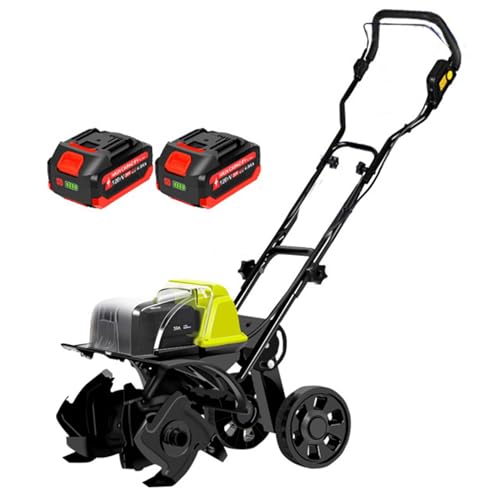 Garden Electric Tiller, Cordless Rotavator,Tilling Width 36cm/14.2in and Tilling Depth 18cm/7.1in, 4ah Battery Charger Included, Electric Hoe for Garden Lawn, Soil Loosening