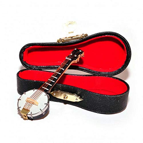 Banjo Miniature 12th Scale Musical Instrument In Black Vinyl Case With Metal Clasp