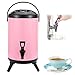 luoyipink 8L/10L/12L Distributeur Boisson Fontaine Isotherme Distributeurs d'eau Chaude et Froide en Acier Inoxydable, avec Robinet et trépied Pliable, Rose/Jaune, Commercial et résidentiel