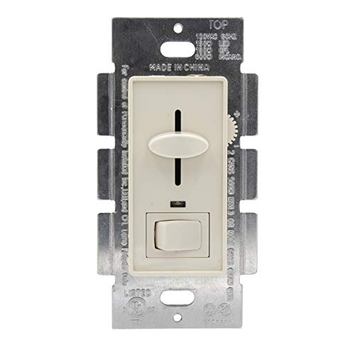 Maxxima Dimmer Electrical Light Switch - Featuring Blue Indicator Light, LED Compatible, 3-Way/Single Pole Use, 600 Watt Max, Dimmable Lamp and Lighting Control, Wall Plate Included - Almond