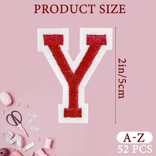 Miniatura 2 de Reeknokol 52 Parches De Letras Para Planchar, A A Z Parches Adhesivos Para Reparación De Ropa, Chaquetas, Camisas, Sombreros, Bolsos, Vaqueros, Proyectos Diy Rojo