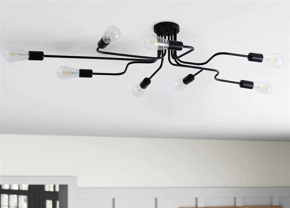 Lustre de plafond moderne pour chambre et salon au design industriel en fer